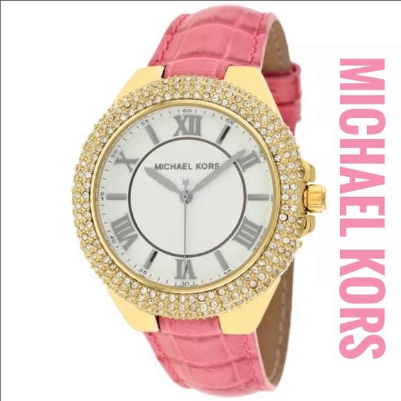 Michael Kors Pink Embossed Croco SlimCamille Watch - Picture 1 of 3